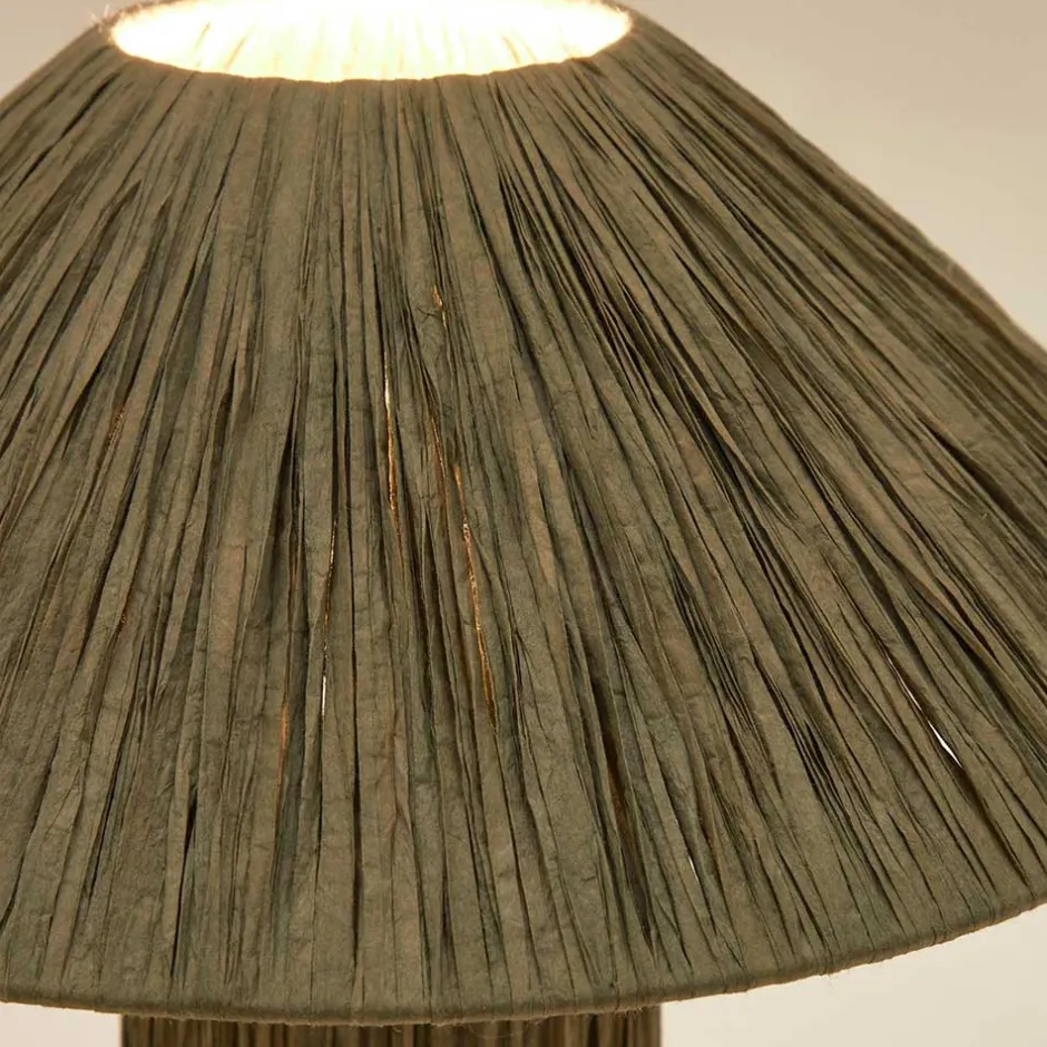 Wohnen Tischleuchte in Graugrün aus Raffia - Dasanti
