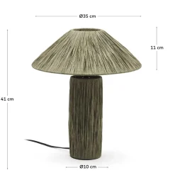 Wohnen Tischleuchte in Graugrün aus Raffia - Dasanti