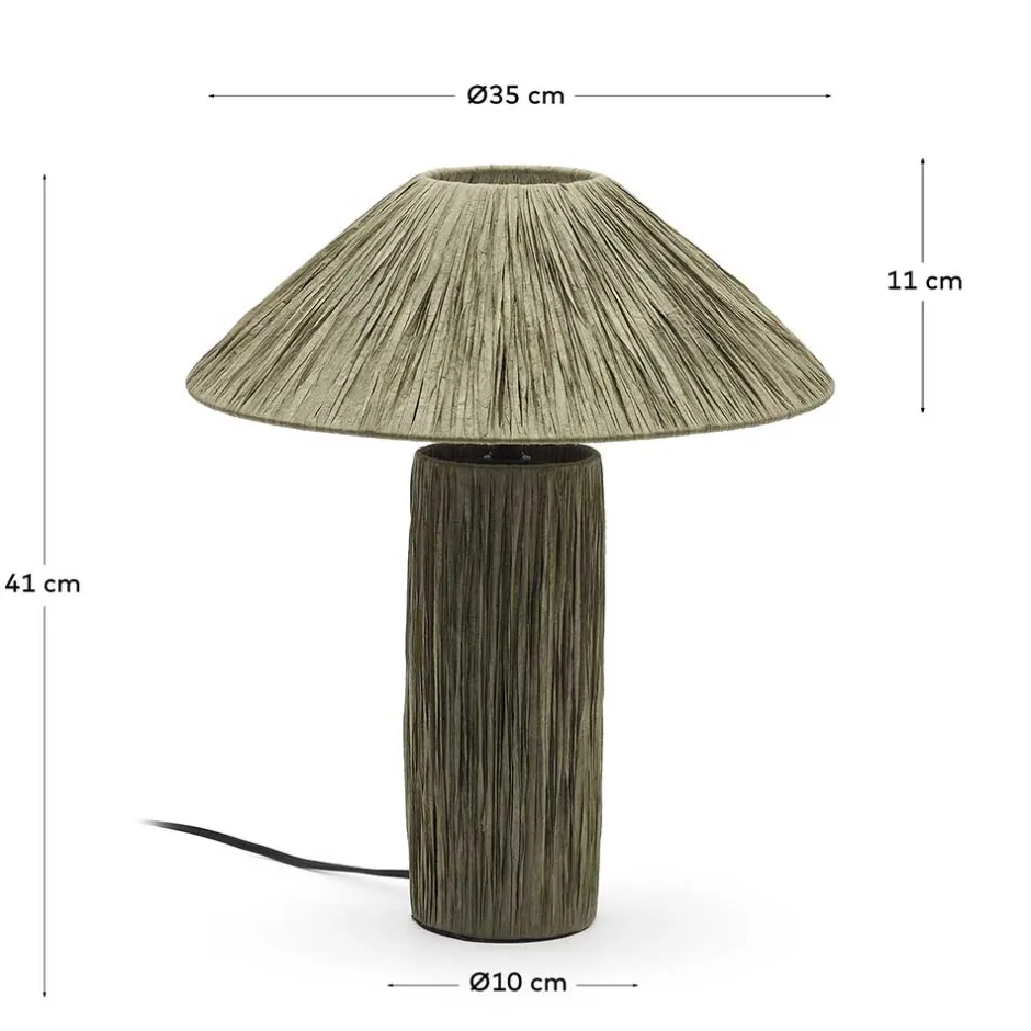 Wohnen Tischleuchte in Graugrün aus Raffia - Dasanti