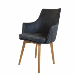 Wohnen Tischsessel in Anthrazit Microfaser Bastiona mit Gestell Wildeiche