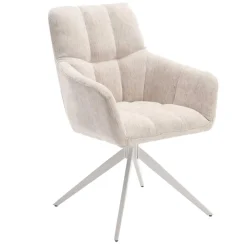 Wohnen Tischsessel in Creme Strukturstoff - Gonnya (2er Set)