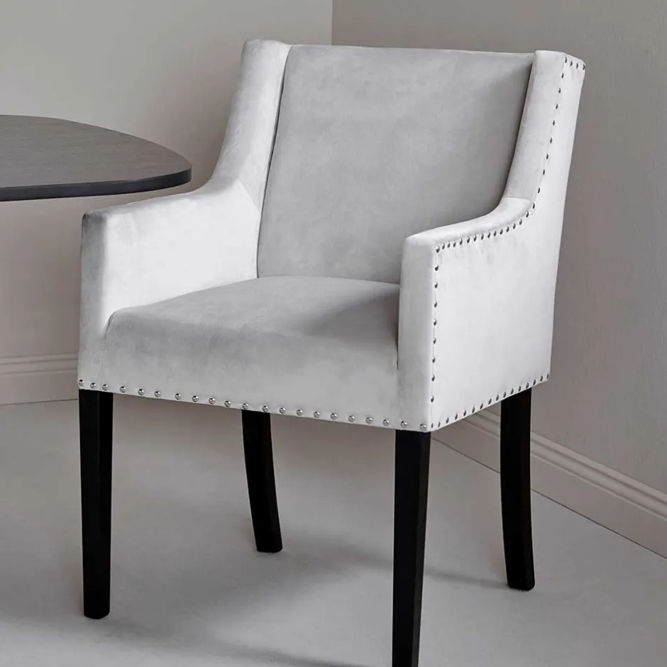 Wohnen Tischsessel in Silbergrau Samt - Syriana