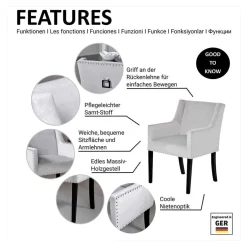 Wohnen Tischsessel in Silbergrau Samt - Syriana