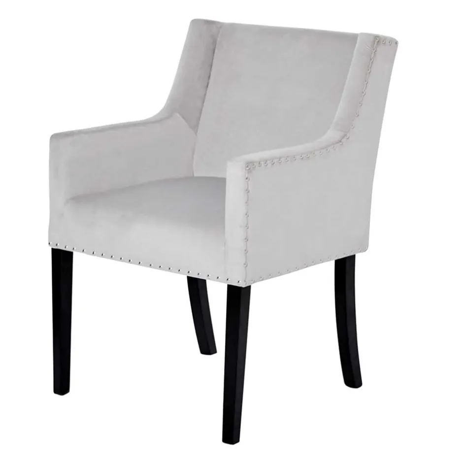 Wohnen Tischsessel in Silbergrau Samt - Syriana