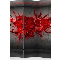 Wohnen 3-tlg Paravent Betonwand & rote Farbe - Zibao