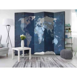 5-tlg Spanische Wand in Blau & Grau - Mabu^Wohnen Discount