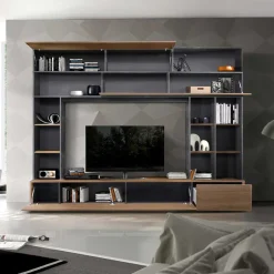 Wohnen Tolle TV Wand in Nussbaum & Grau - Niels