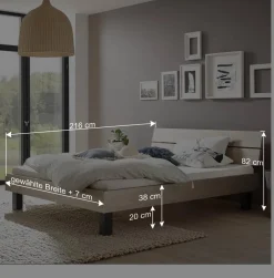 Wohnen Topp Bettgestell mit Kopfteil in Silber Grau - Domago