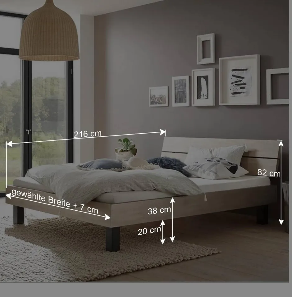 Wohnen Topp Bettgestell mit Kopfteil in Silber Grau - Domago