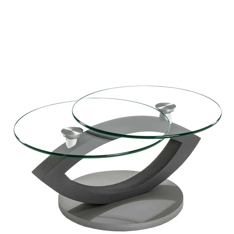 Wohnen Topp Couchtisch mit 2 runden Glasplatten - Annely