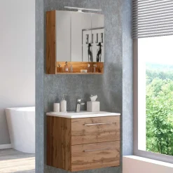 Wohnen Topp Waschplatz Kombi in Holz - Lemnas (zweiteilig)