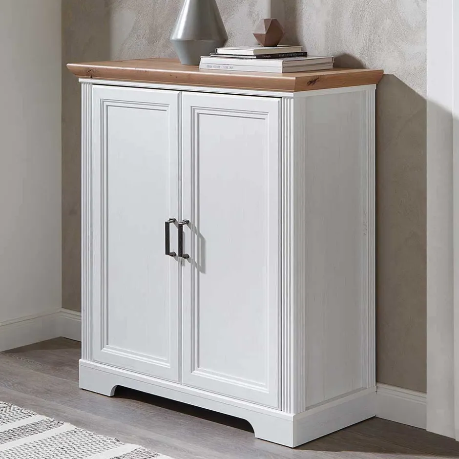 Wohnen Türen-Kommode in Weiß mit Eiche - Mehady