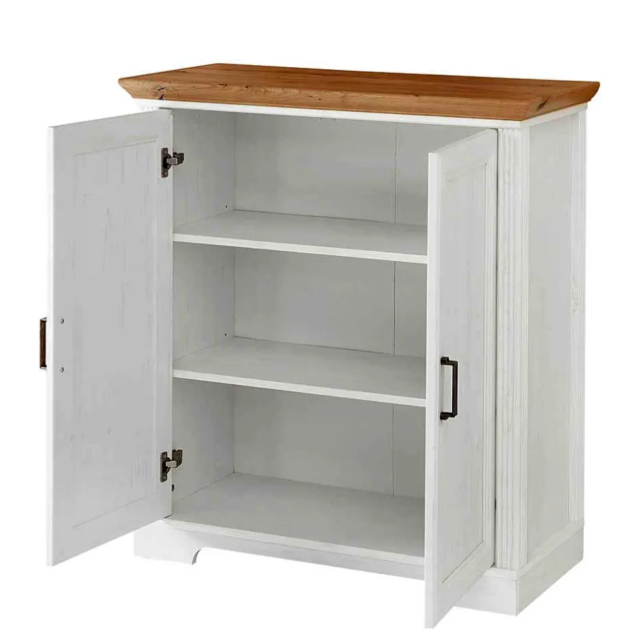 Wohnen Türen-Kommode in Weiß mit Eiche - Mehady