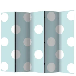 Trennwand Paravent in Hellblau mit weißen Punkten - Atlantis^Wohnen Sale