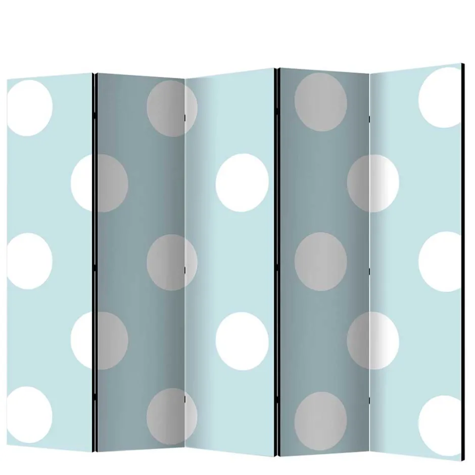 Trennwand Paravent in Hellblau mit weißen Punkten - Atlantis^Wohnen Sale
