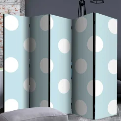 Trennwand Paravent in Hellblau mit weißen Punkten - Atlantis^Wohnen Sale