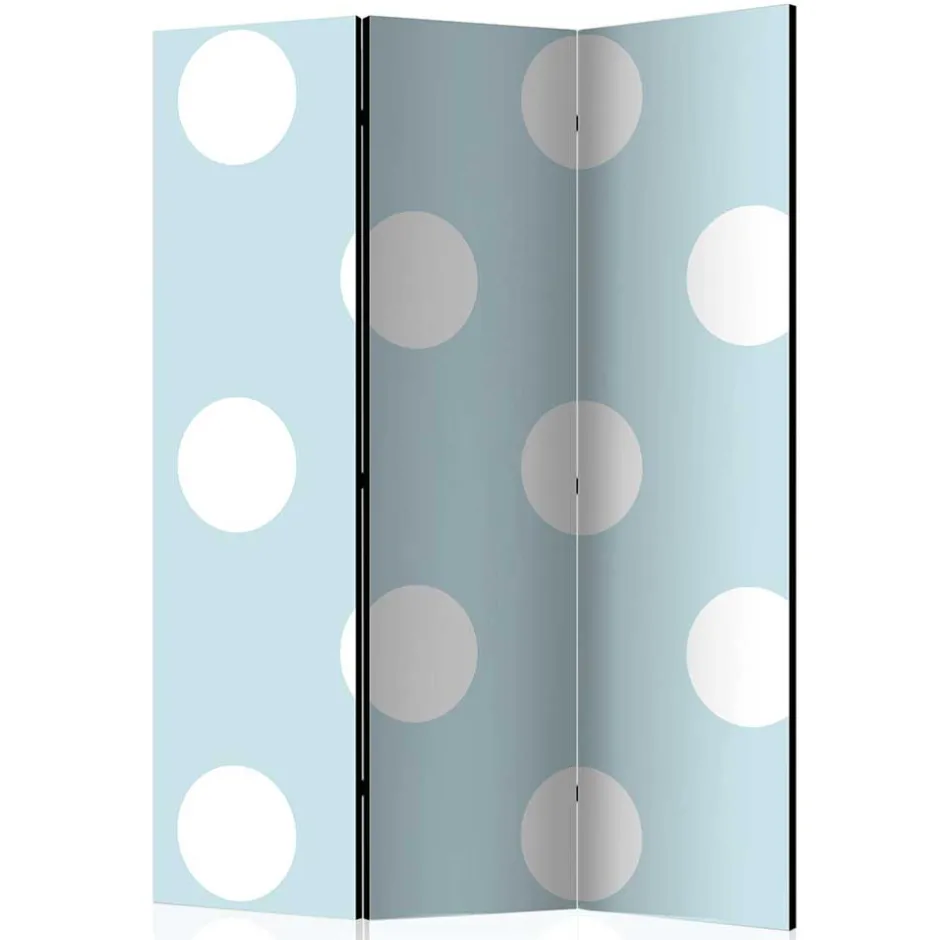 Trennwand Paravent in Hellblau mit weißen Punkten - Atlantis^Wohnen Sale