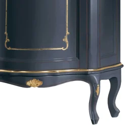 Wohnen 1-türige Barock Vitrine in Dunkelblau & Gold - Otaligo