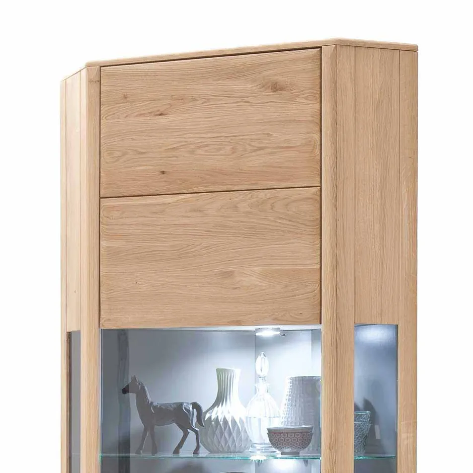 1-türige Eck-Vitrine in Eiche Bianco - Vernella^Wohnen New