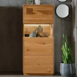 Wohnen 1-türige Highboard Vitrine aus Wildeiche - Millena
