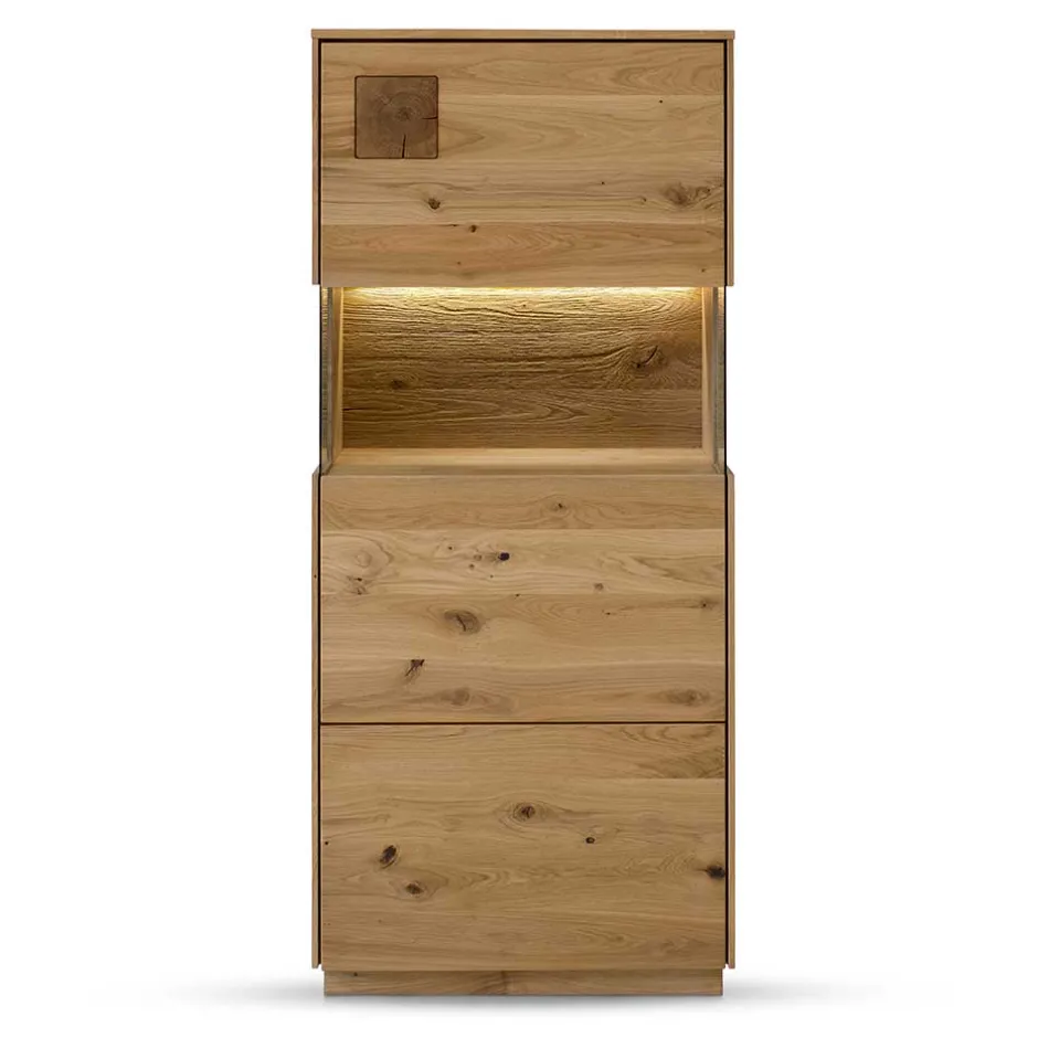 Wohnen 1-türige Highboard Vitrine aus Wildeiche - Millena
