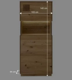 Wohnen 1-türige Highboard Vitrine aus Wildeiche - Millena