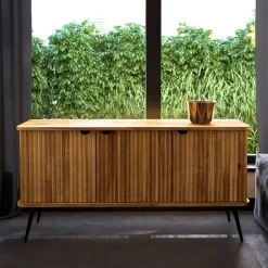 Wohnen 3-türige Holzkommode aus Wildeiche massiv - Casarius