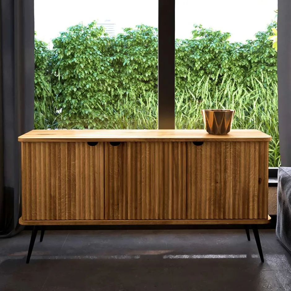 Wohnen 3-türige Holzkommode aus Wildeiche massiv - Casarius