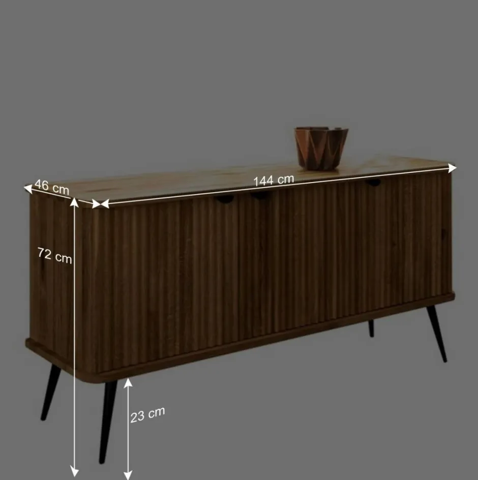 Wohnen 3-türige Holzkommode aus Wildeiche massiv - Casarius