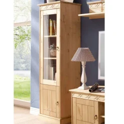 Wohnen 1-türige Kiefernholz-Vitrine im Landhausstil - Goro