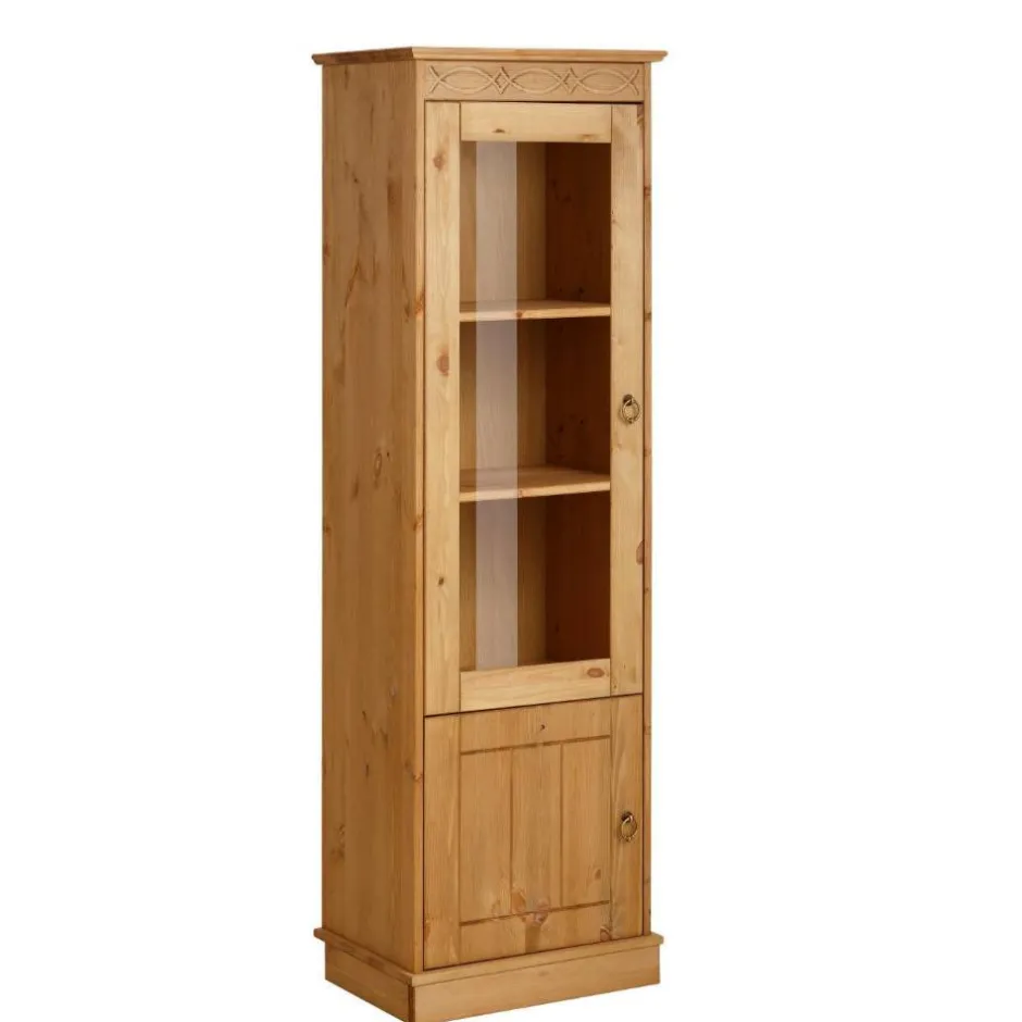 Wohnen 1-türige Kiefernholz-Vitrine im Landhausstil - Goro