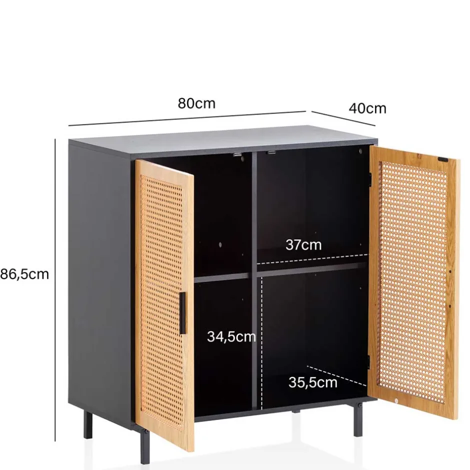 2-türige Kommode in Natur und Schwarz - Around^Wohnen Best
