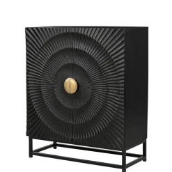 2-türige Kommode in Schwarz mit Gold - Oglio^Wohnen Best