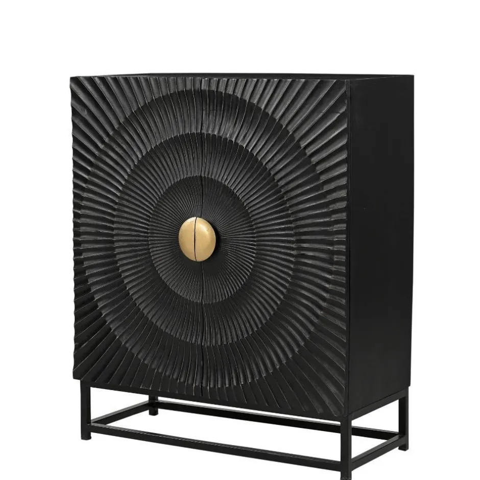 2-türige Kommode in Schwarz mit Gold - Oglio^Wohnen Best