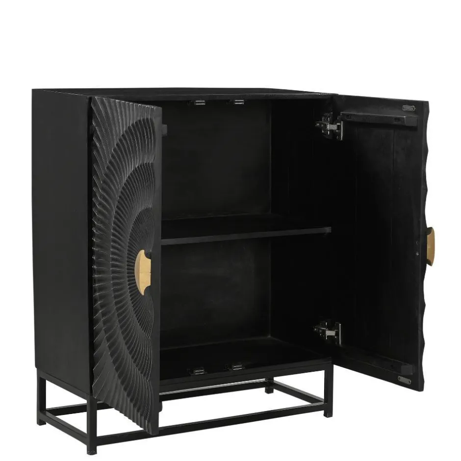 2-türige Kommode in Schwarz mit Gold - Oglio^Wohnen Best