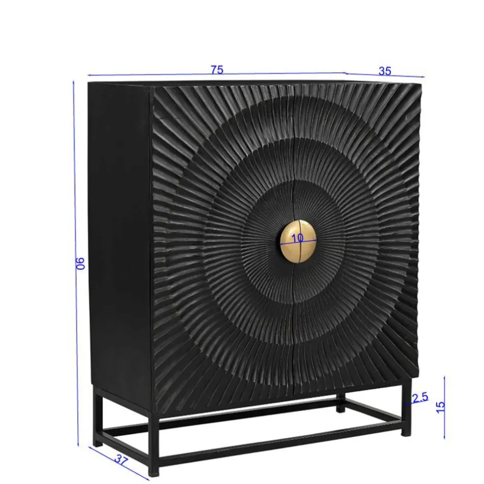 2-türige Kommode in Schwarz mit Gold - Oglio^Wohnen Best