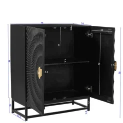 2-türige Kommode in Schwarz mit Gold - Oglio^Wohnen Best