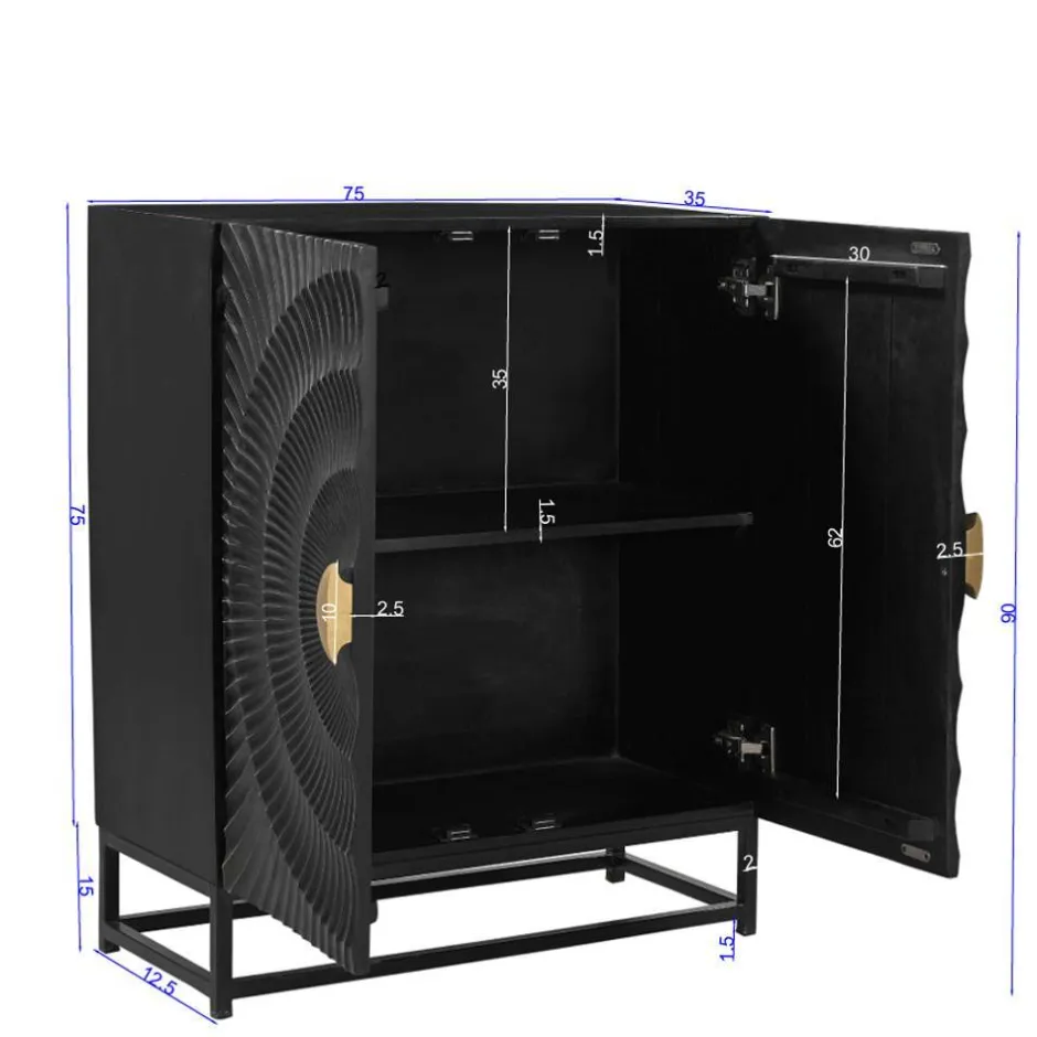 2-türige Kommode in Schwarz mit Gold - Oglio^Wohnen Best