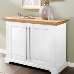 Wohnen 2-türige Kommode in Weiß & Honig - Eyzaco