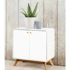 2-türige Kommode in Weiß mit Eiche - Kolreva^Wohnen Discount
