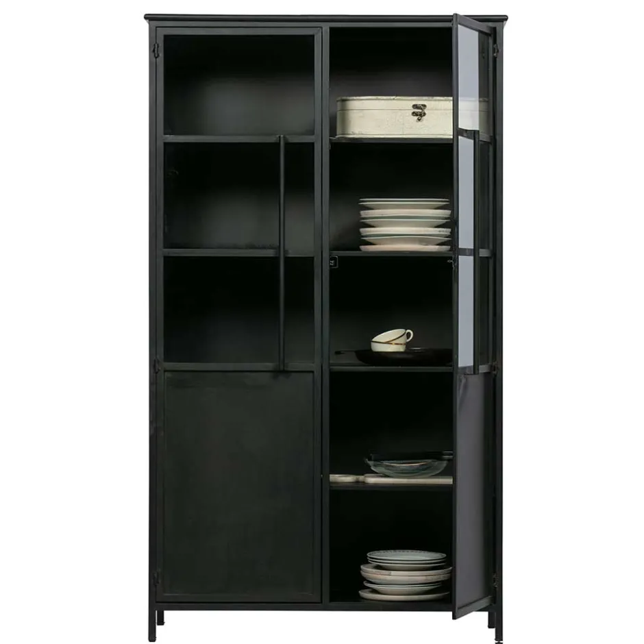 2-türige Metall Vitrine in Schwarz - Ponnya^Wohnen Online