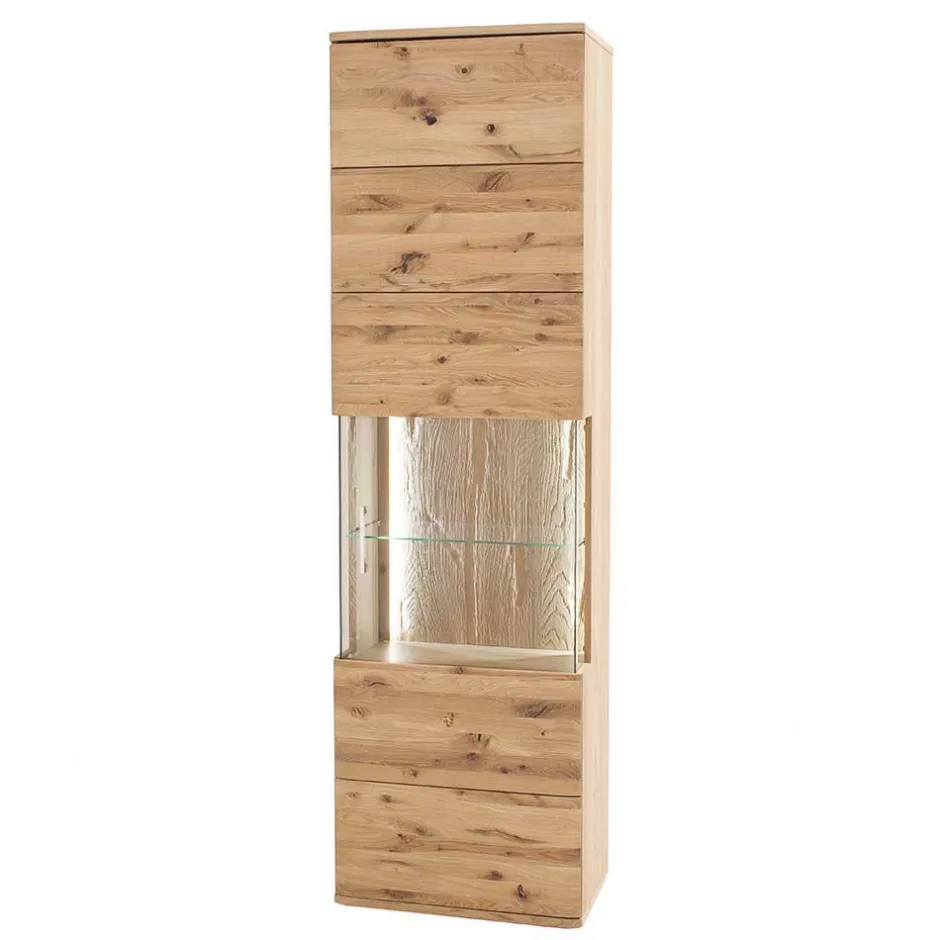 Wohnen 1-türige Schrank Vitrine aus Massivholz - Crokas