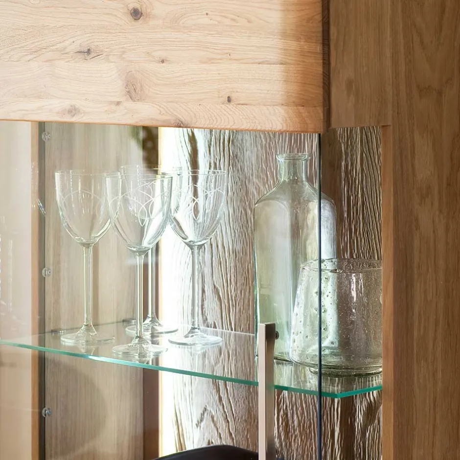 Wohnen 1-türige Schrank Vitrine aus Massivholz - Crokas