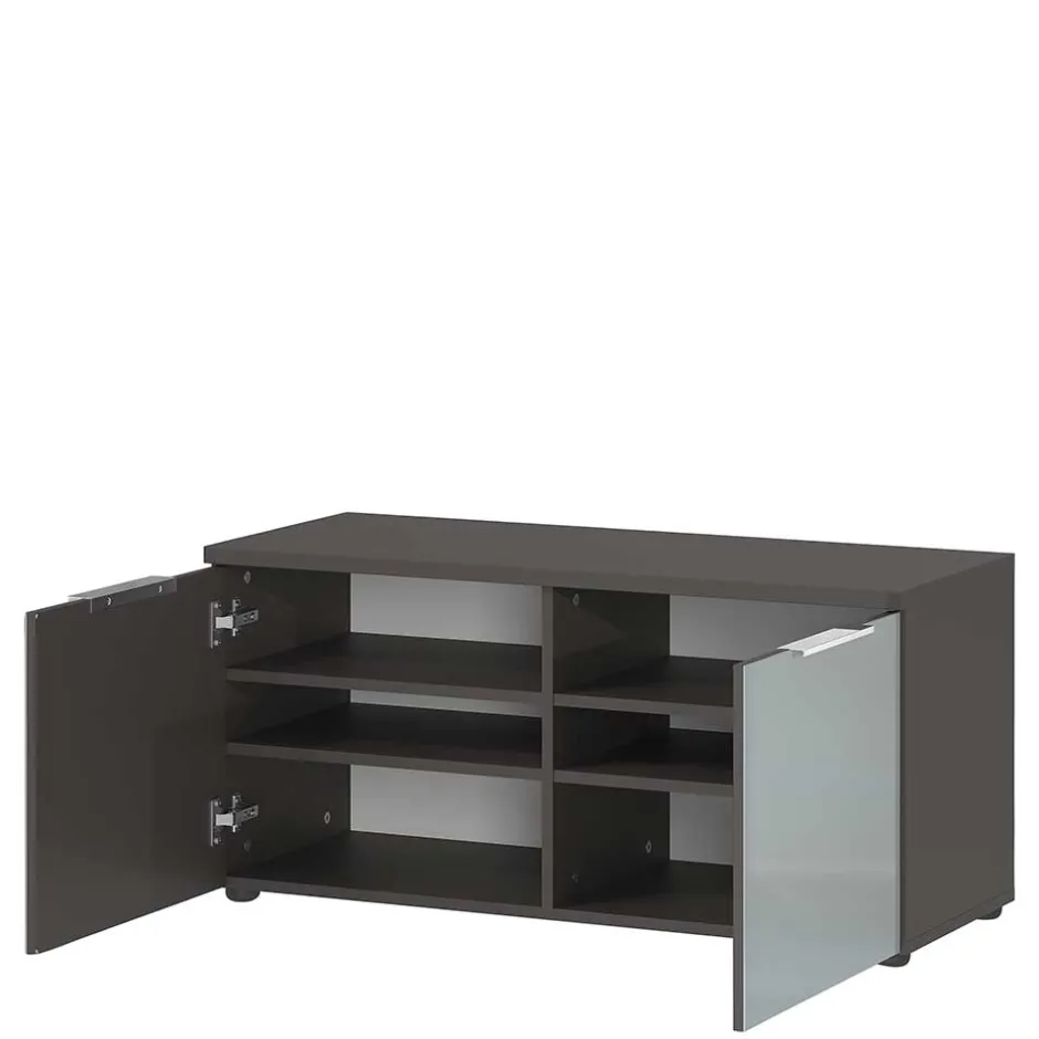2-türige Schuhbank in Silbergrau Glas - Ilfred^Wohnen Outlet