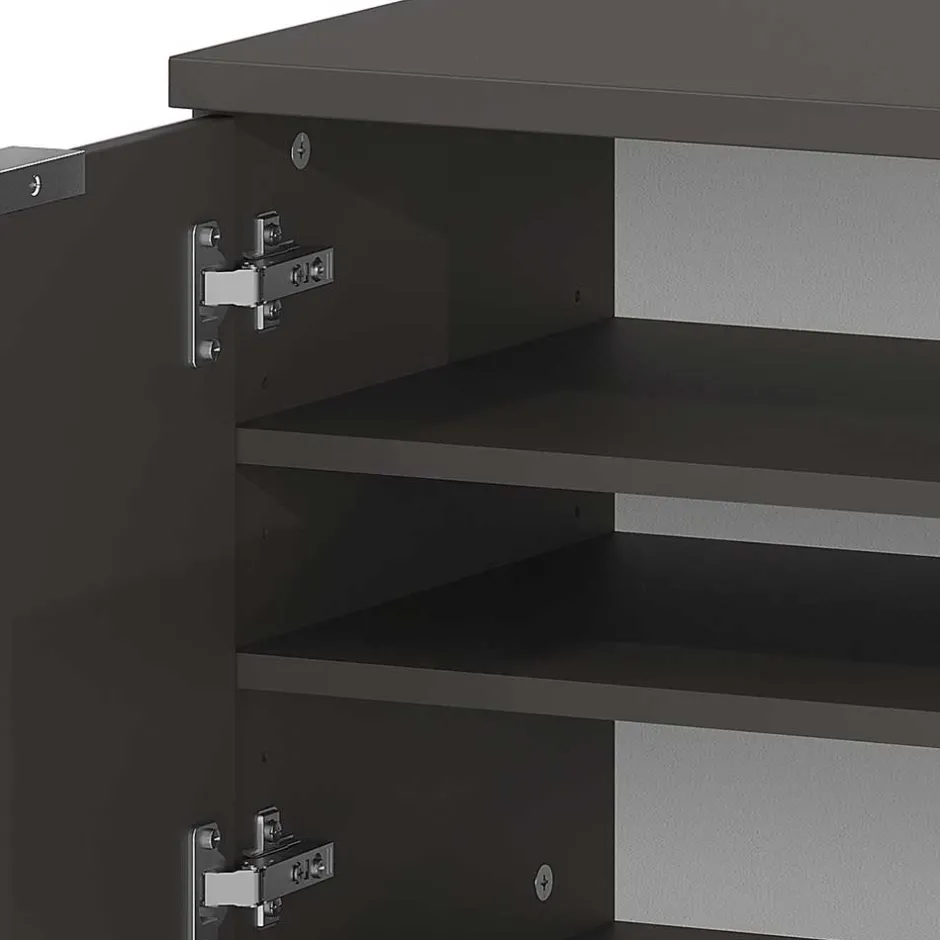 2-türige Schuhbank in Silbergrau Glas - Ilfred^Wohnen Outlet