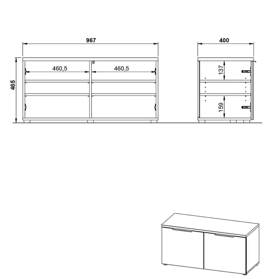 2-türige Schuhbank in Silbergrau Glas - Ilfred^Wohnen Outlet