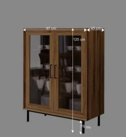 Wohnen 2-türige Vitrine aus geöltem Wildeiche Massivholz - Kerfa