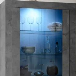 Wohnen 2-türige Vitrine in Dunkelgrau Dekor - Cordillera