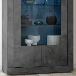 Wohnen 2-türige Vitrine in Dunkelgrau Dekor - Cordillera