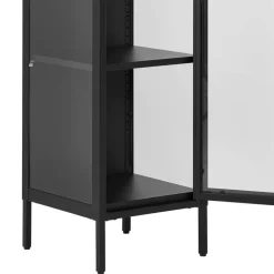 Wohnen 1-türige Vitrine in Schwarz - Baly